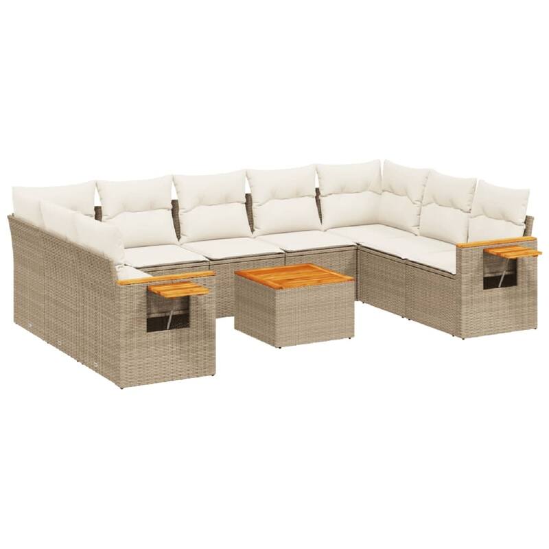 vidaXL Patio Sofa Set with Cushions Outdoor Conversation Furniture Poly Rattan - 24.4 x 33.5 x 27.2 in