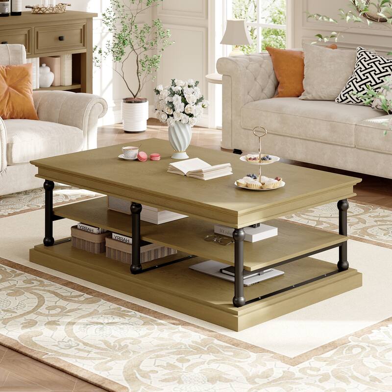 Christopher Knight Home-Thaddeus Rubberwood Coffee Table With Storage