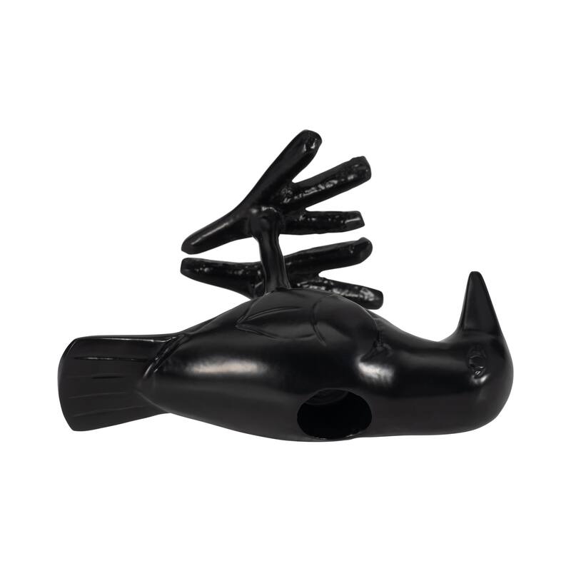 Aluminum Crow-Shaped Taper Candle Holder - Black, 4 in. - 6.0"