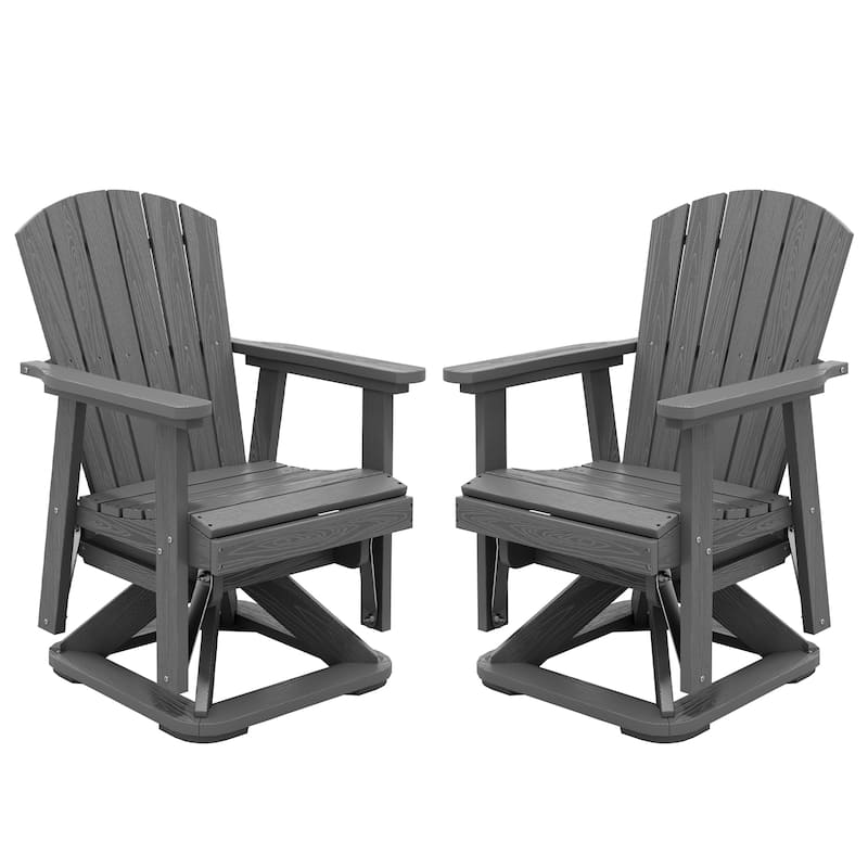 HDPE Adirondack Swivel Glider, Outdoor Patio Chair - 2 Pieces - Charcoal