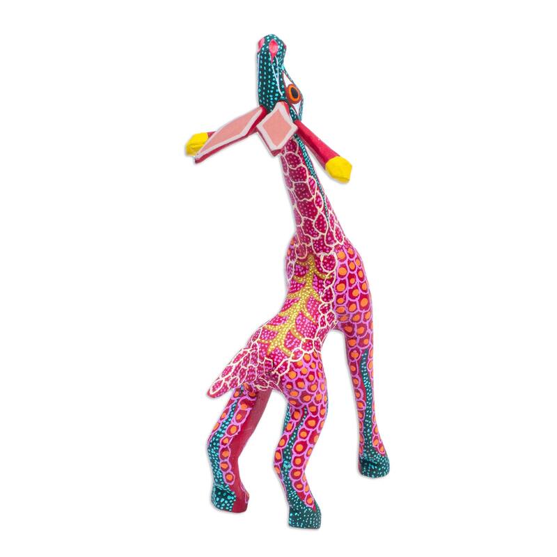Novica Handmade Stargazing Giraffe In Red Wood Alebrije Sculpture