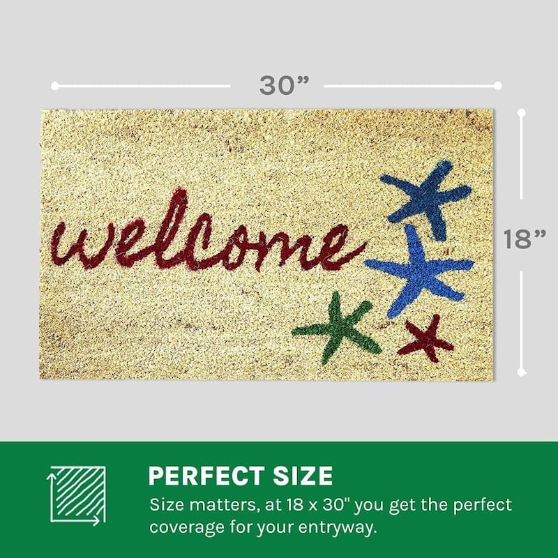 Envelor Sand and Starfish Nautical Coco Welcome Doormat - 18" x 30"
