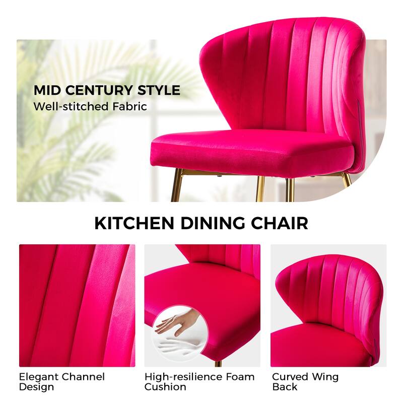 Luna Modern Glam Upholstered Tufted Back Side Accent Dining Chair with Small Base by HULALA HOME