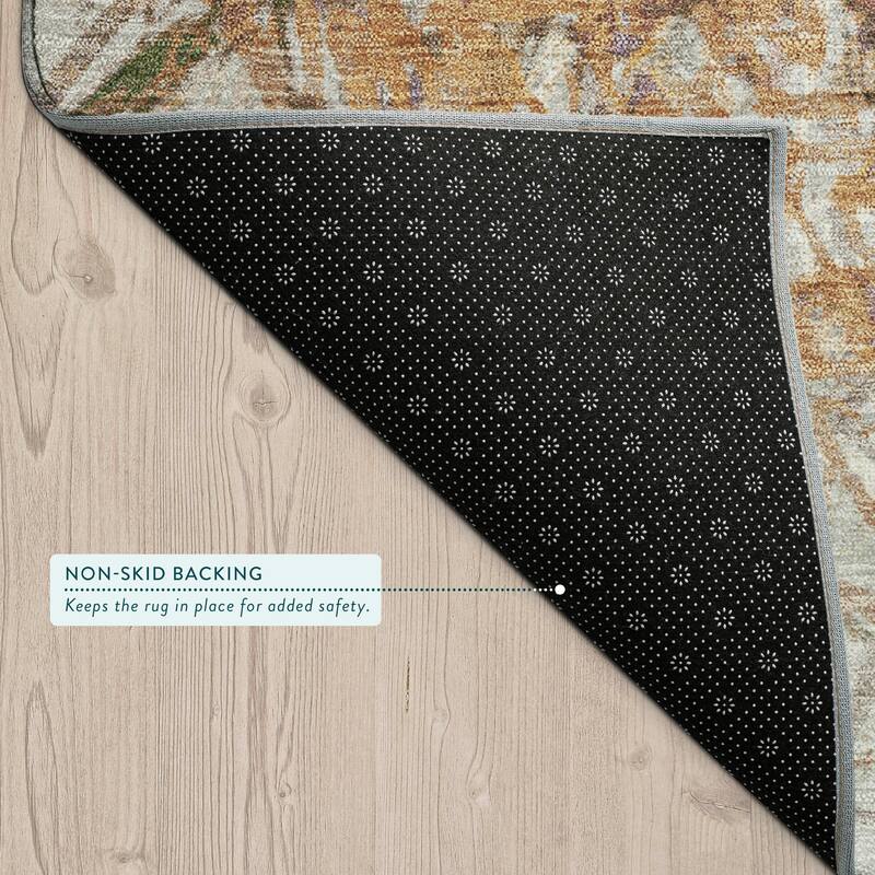 Machine Washable Indoor/ Outdoor Abstract Scribble Chantille Rug