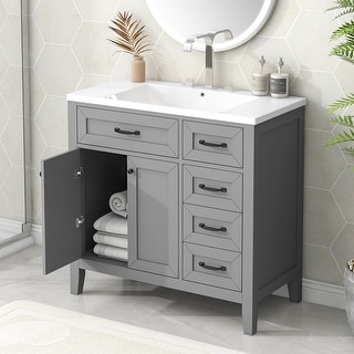 36" Modern Bathroom Vanity with Sink, Elegant Bathroom Cabinet with ...