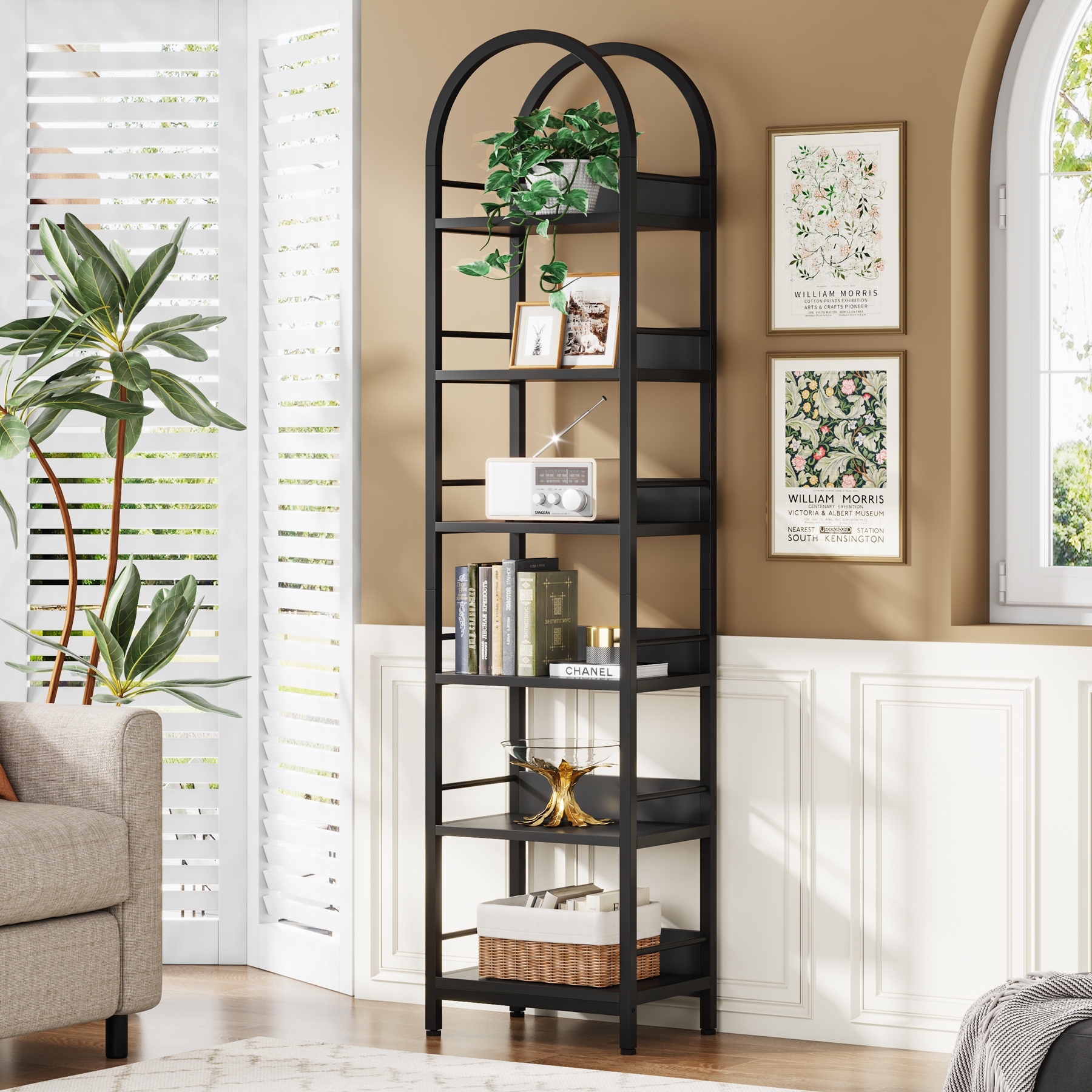 6 Tier Open Bookshelf 78.7 Tall Bookcase Arched Display Shelf Rack On Sale Bed Bath Beyond 38287946