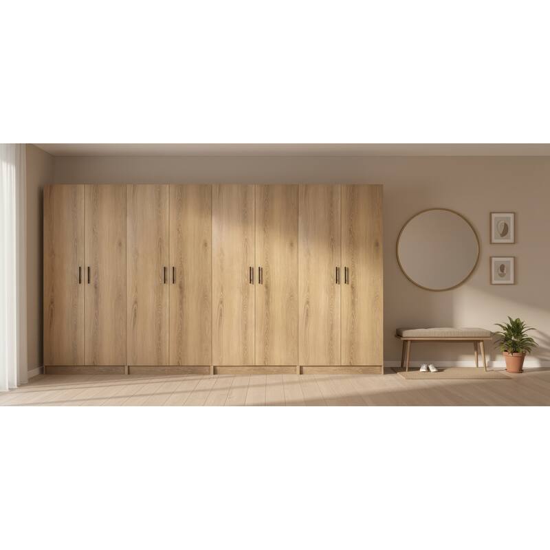 Modex Multi-Purpose Utility Storage Cabinet (4-Piece Set) - W 126″ × D 15.7″ × H 70.9″