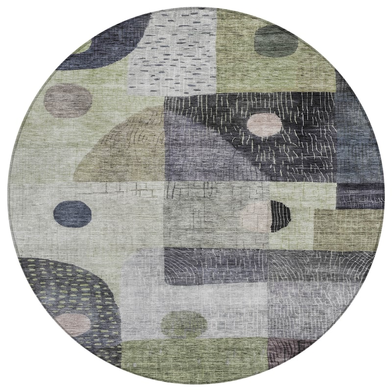 Machine Washable Indoor/ Outdoor Contemporary Geo Chantille Rug
