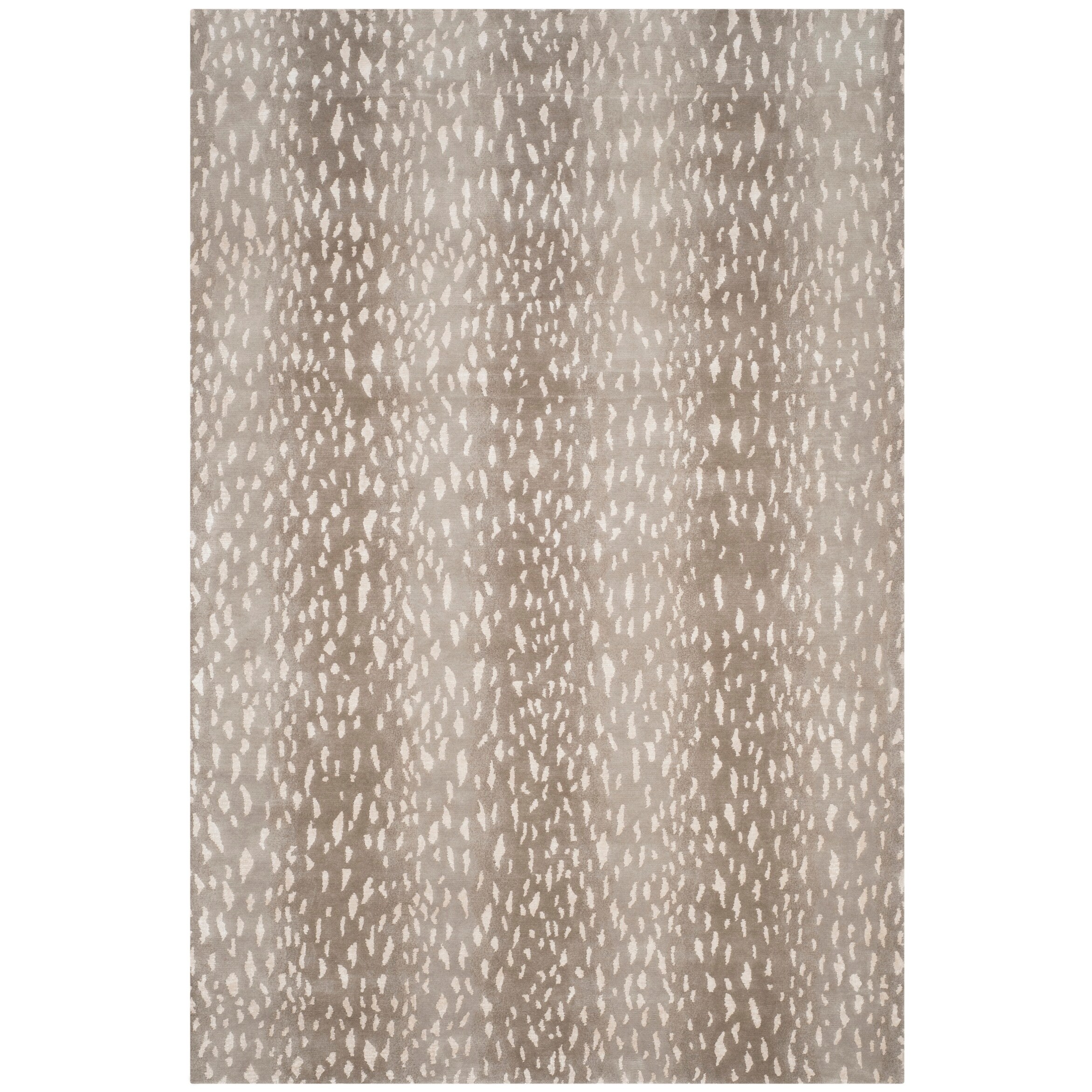 Ivory 5' x 8' Grey Safavieh Tibetan Collection TIB609A Hand-Knotted Modern Wool Area Rug 