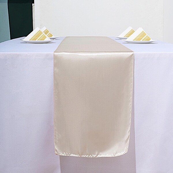 21 pcs Satin Wedding Table Runner Beige 12" x "108 Overstock 33450286