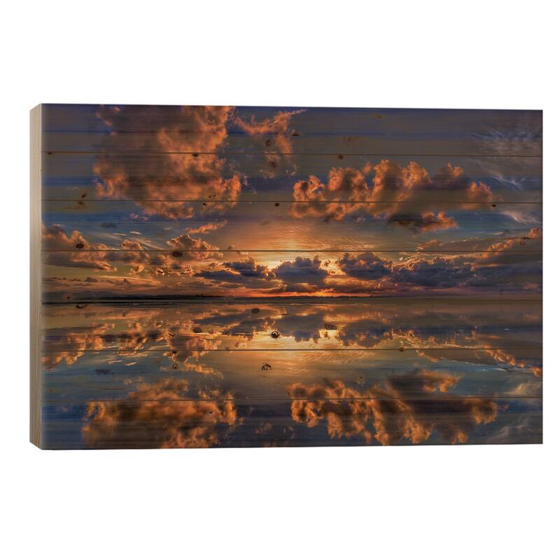 Sunset Explosion Print On Wood by Ben Mulder - Multi-Color - 18x26x1.5