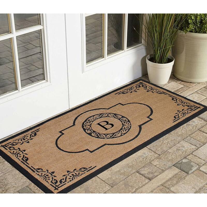 A1HC Natural Coir Hand-crafted Abrilina Monogrammed Double Doormat