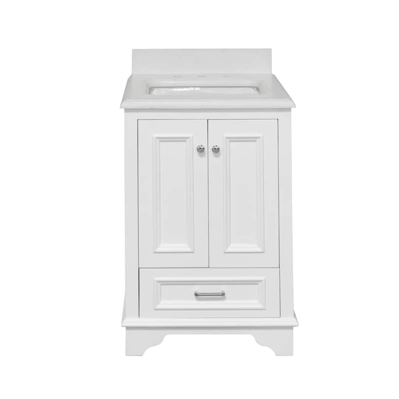 KitchenBathCollection Nantucket 24" Bathroom Vanity with Quartz Top