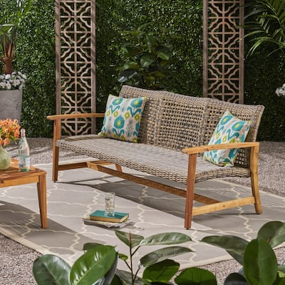 Wicker Acacia Wood Sofa Outdoor Seating with Large Capacity