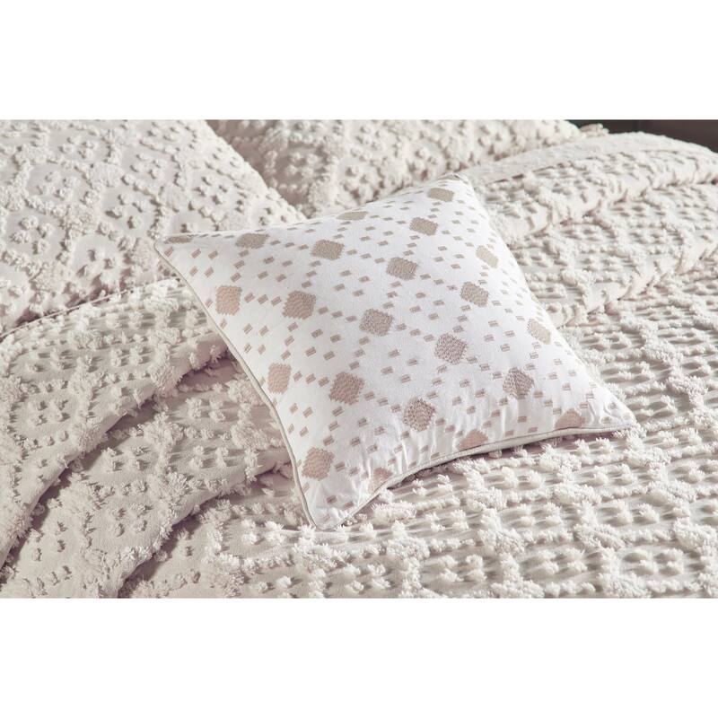 Better Trends Charleston Collection 4-Piece 100% Cotton Tufted Diamond Design Bedspread Set - Machine Washable & Tumble Dry Safe