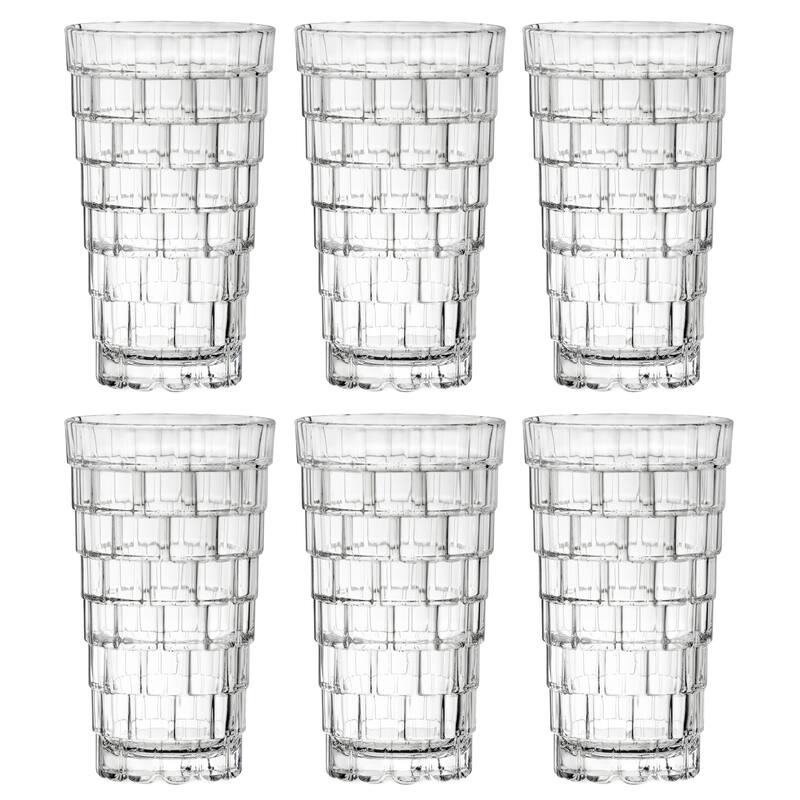 Majestic Gifts Inc. Glass Highball Tumblers - Stackable -13 Oz.-Set/6 - 5.5" x 3.2"