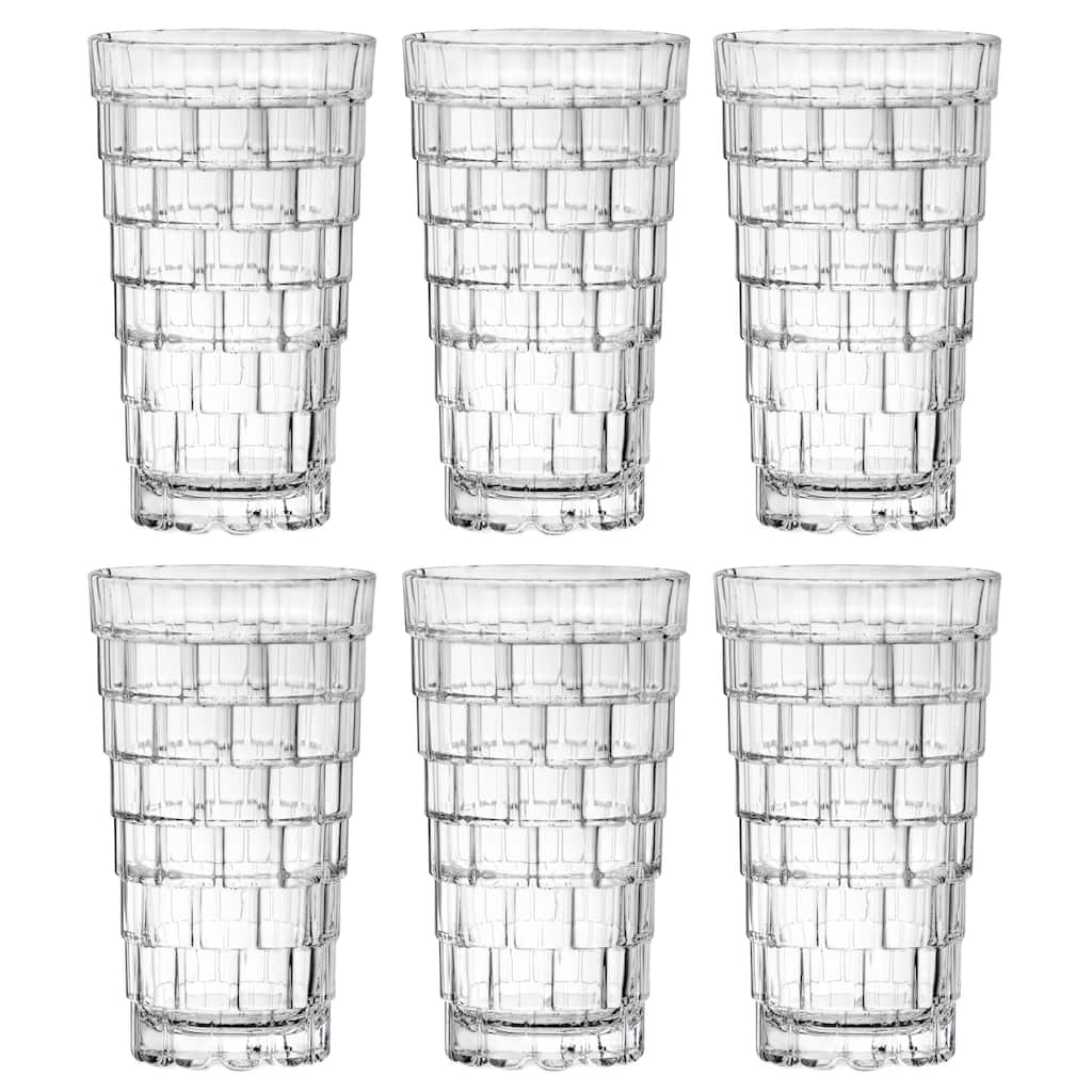 Majestic Gifts Inc. Glass Highball Tumblers - Stackable -13 Oz.-Set/6 - 5.5" x 3.2"
