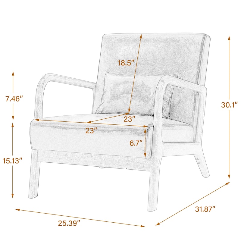 Mid Century Modern Upholstered Wood Frame Accent Chair