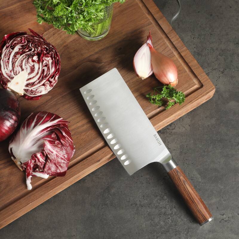 Babish High Carbon 1.4116 German Steel Full Tang 6.5-Inch Forged Cleaver Knife - for Heavy-Duty Chopping and Slicing