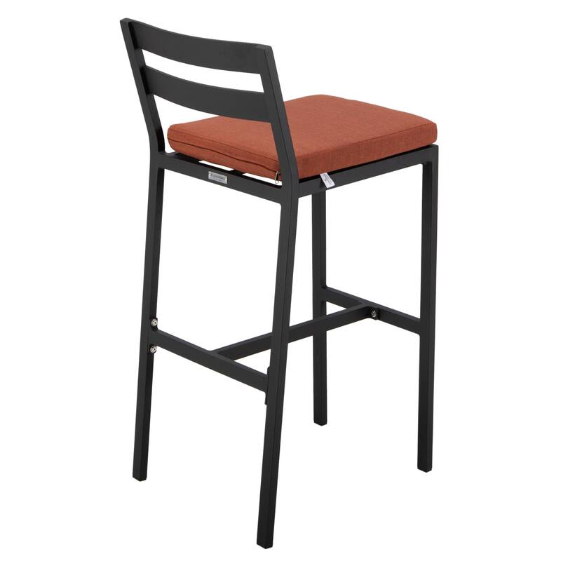 Patio Bar Stool in Powder-Coated Aluminum Frame with Removable Cushion Set of 4
