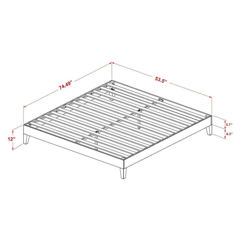 Queen Platform Bed Frame - Solid Wood Legs, Oak Finish - Modern Bedroom Furniture