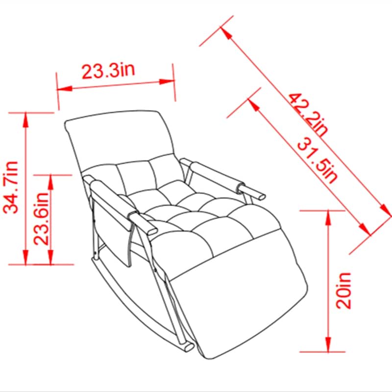 Folding Rocking Upholstered Chair with Adjustable Back and Footrest