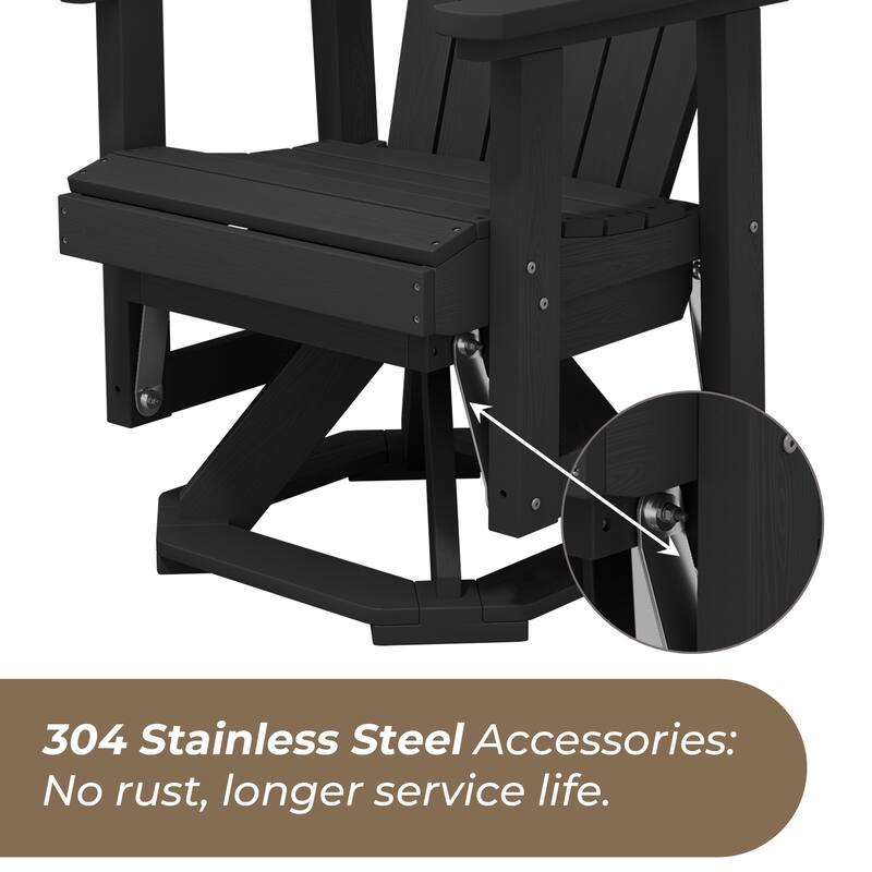 Set of 2 HDPE Adirondack Swivel Gliders, Outdoor Patio Chair Set