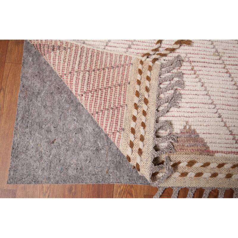 Earth Tone Moroccan Oriental Large Area Rug Handmade Wool Carpet - 9'7"x 13'9"