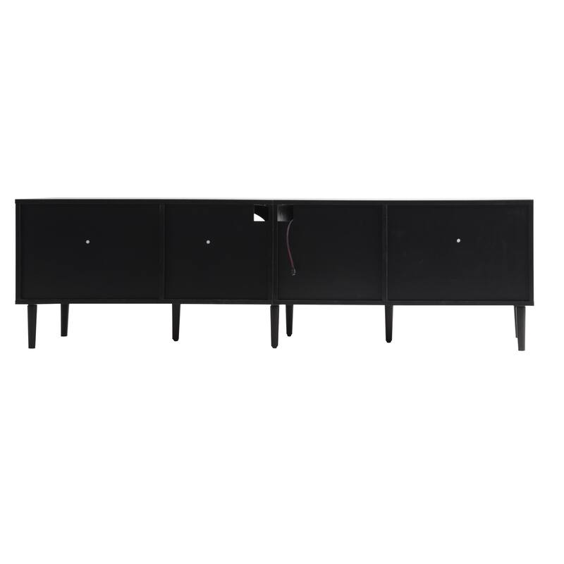 Rattan TV Stand with 3 Cabinets & 2 Drawers