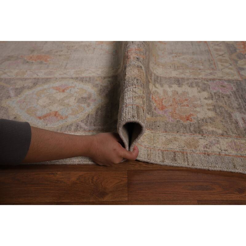 Transitional Vegetable Dye Oushak Turkish Rug Handmade Wool Carpet - 8'10"x 12'3"