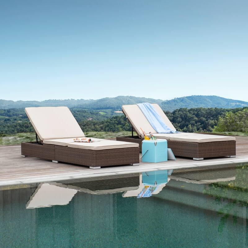 Corvus Outdoor 2-piece Wicker Chaise Lounges with Cushions