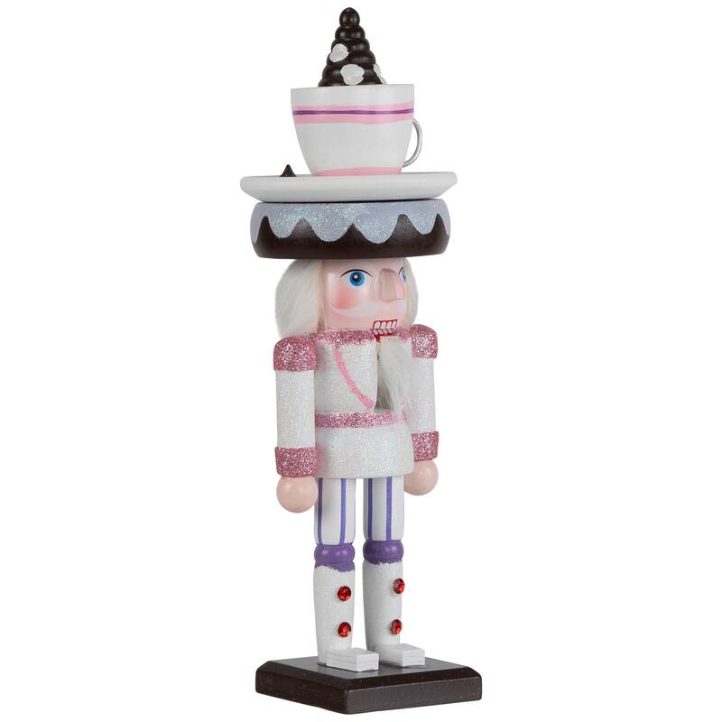 Hot Cocoa Nutcracker Christmas Figure - 10" - White and Pink