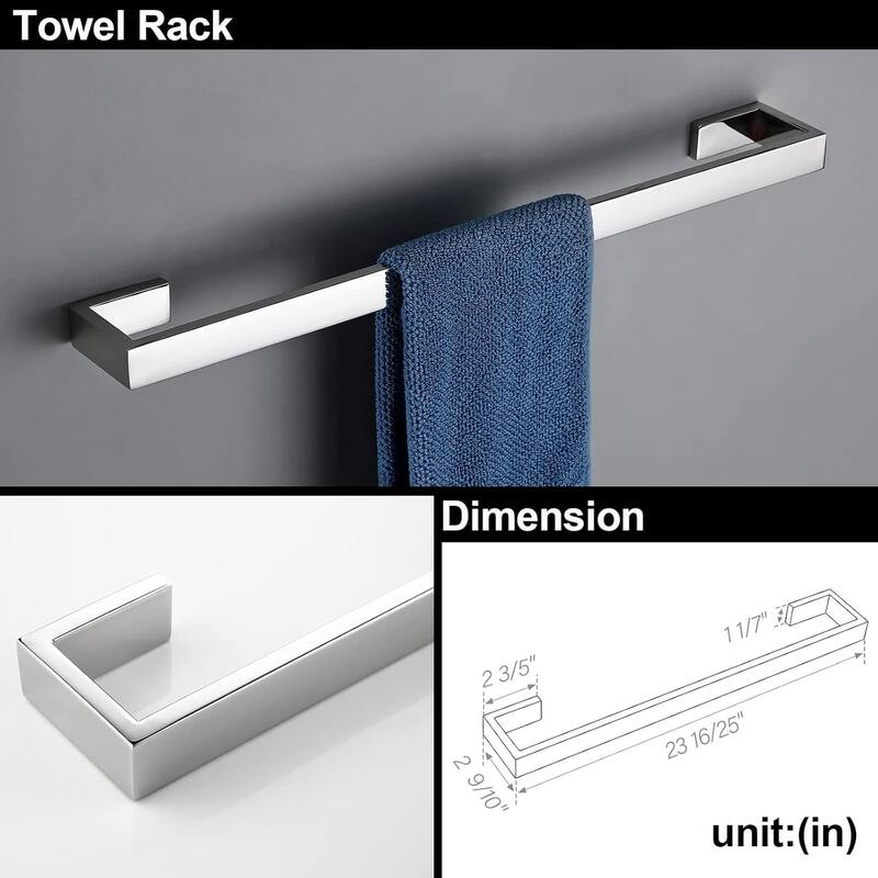 304 Stainless Steel Bathroom Hardware Set 4 Piece, Bath Towel Rack, Wall Mounted Towel Bar Rack Set.