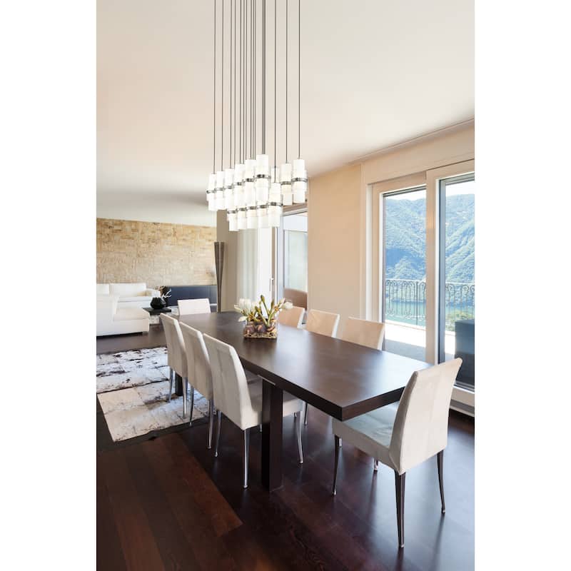 Cayden 17 Light Linear Chandelier in Brushed Nickel - Brushed Nickel