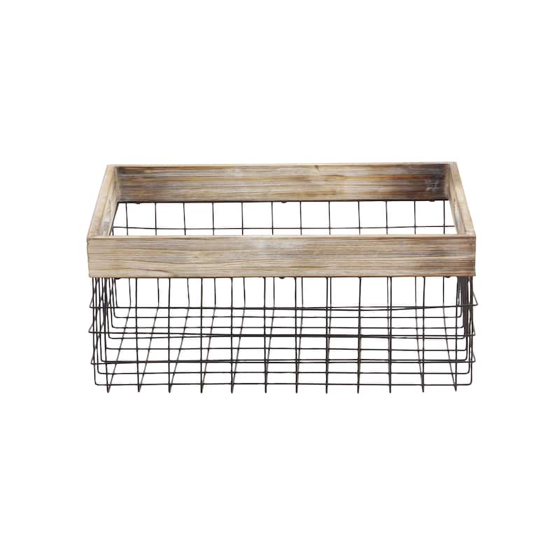 Metal Storage Basket with Handles - Set of 2 Black - Roche River Decor - 12"W x 18"L x 8"H