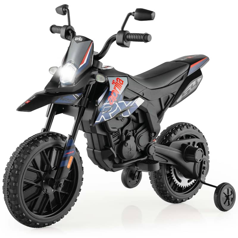 12V Licensed Aprilia Kids Ride On Motorcycle Electric Dirt Bike - Navy
