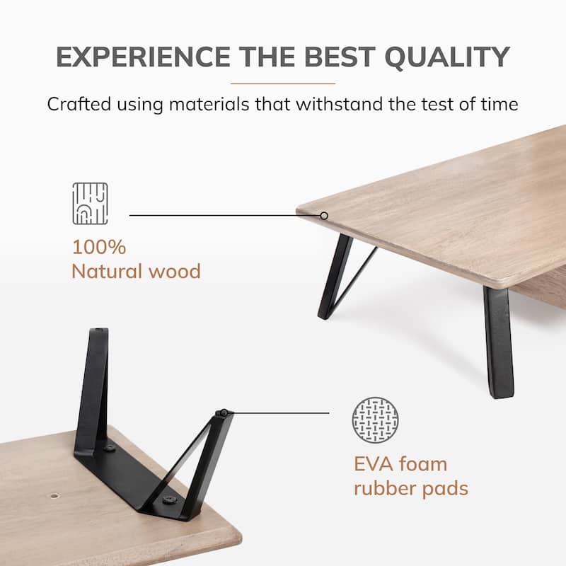 Jani Wood Monitor Stand Riser Desk - Ergonomic Design Stand, Desktop Organizer Table for Home, Office Workspace, Gaming Desk