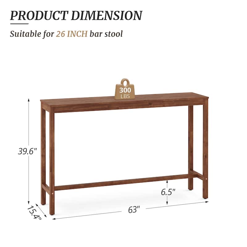 Casual 53.in/63.in Outdoor & Indoor Rectangular Patio Bar Table Wood Dining Table