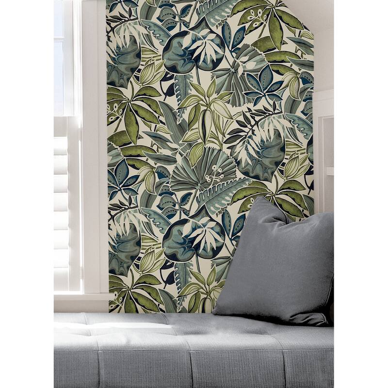 Caroline et Bettina Slate Feuilles Peel & Stick Wallpaper