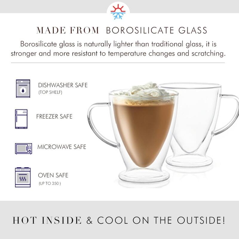 JoyJolt Declan Irish Double Wall Insulated Glasses, 10 Oz Set of Two Coffee Mugs