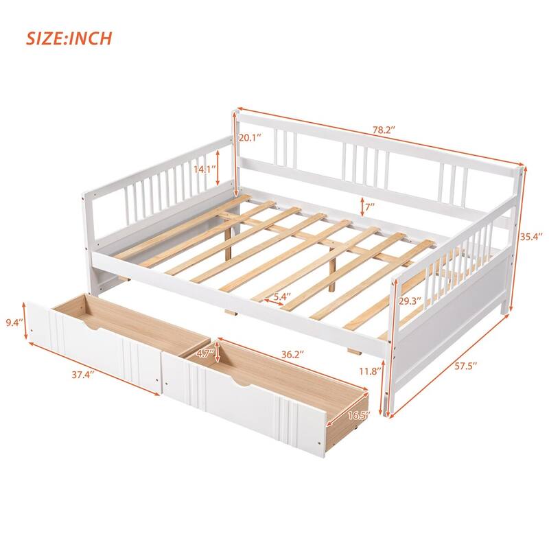 Merax Wood Daybed with Two Drawers