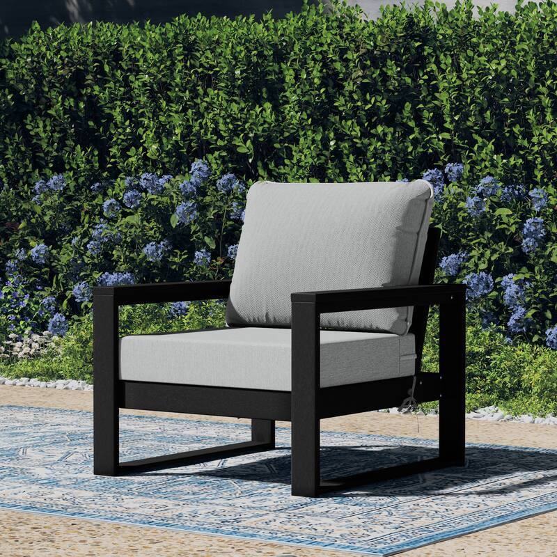 Polytrends Endless Patio Deep Seating Club Chair with Black Frame