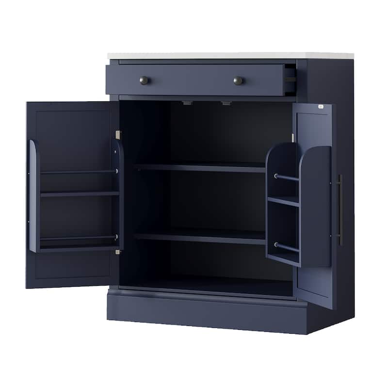 Modern Freestanding Kitchen Pantry,Buffet Food Storage, Coffee Bar Cabinet with Drawer, 2 Adjustable Shelves and 2 Door Shelves