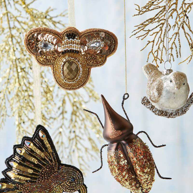 Golden Beetle Christmas Ornament Multicolor Tree Decoration 3x5 inches Dust Clean