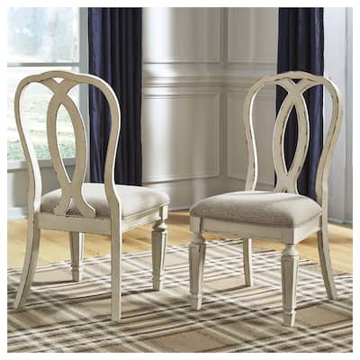 Signature Design By Ashley Realyn Dining Room Chair - Set of 2 - Chipped White - 19.5" W x 24" D x 40.38" H