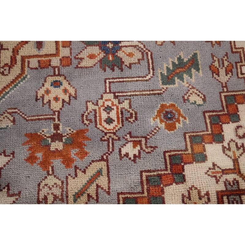 Geometric Heriz Serapi Indian Area Rug Handmade Wool Carpet - 8'8" x 12'2"