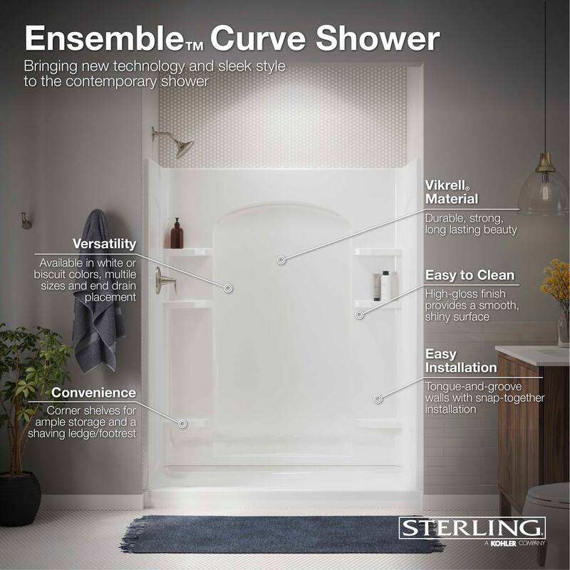 Sterling 72212100 Ensemble 72-1/2" x 42" Vikrell Shower Back Wall with