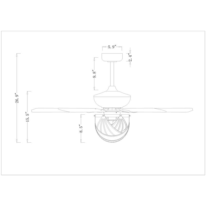 Parchman 52 Inch Mid-Century Modern Ceiling Fan with Remote - N/A