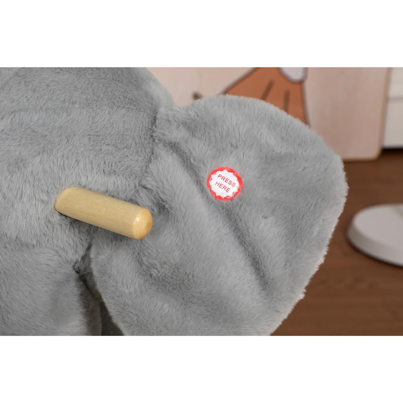 Kids Ride-On Rocking Horse Toy with Lullaby Song, Rocking Toy with Hand Puppets & Safety Belt