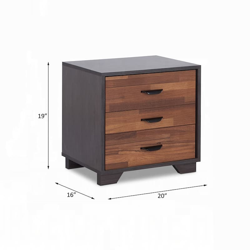 Two-tone Finish Nightstand with 3 Drawers